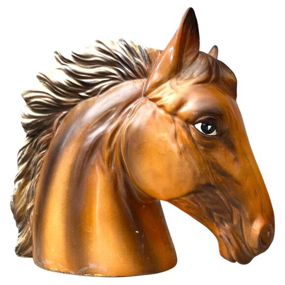 Inarco, Japan, Horse Head Planter, Vase. E-6560 Brown Palomino Equestrian Decor - Picture 8 of 10